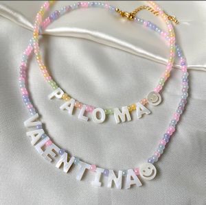 Collier de perles personnalisé avec lettres de nacre Collier de mots personnalisés Bandana de perles à franges - Product Image 2