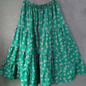 100% Cotton Handblock Printed Floral Pattern Indian Handmade <b>Skirt</b> Formal Elastic Waist <b>Pleated</b> Design Maxi Length Breathable - Product Image 1