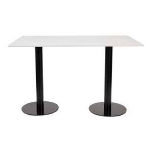 Table de restaurant en pierre frittée blanche, aspect marbre, avec base - Product Image 2