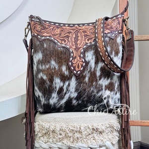 Custom Large Capacity Cowhide Crossbody <b>Messenger</b> <b>Bag</b> for Women Fashionable Hand Tooled Leather Zipper Closure Shoulder Handbags - Product Image 1