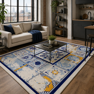 Alfombra lavable Netline Home Georgian Lattice Mid Blue Heritage - Product Image 5