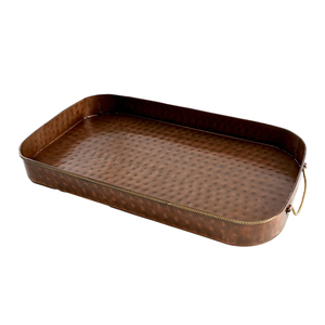 Hammered <b>Copper</b> Serving Tray with <b>Handles</b> 18x10.5 Inch, Rectangular Pure <b>Copper</b> Tray for Dining, <b>Kitchen</b> & Home Decor Premium - Product Image 1