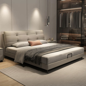 Cadre <span class=keywords><strong>de</strong></span> <span class=keywords><strong>lit</strong></span> King Size en cuir pleine fleur italien minimaliste, rembourré et doux, avec tête <span class=keywords><strong>de</strong></span> <span class=keywords><strong>lit</strong></span>, vente en gros directe usine - Product Image 2