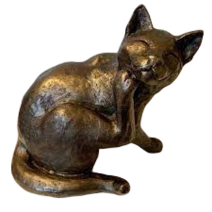 Sculpture de chat en laiton pour la maison ou le décor de Table de bureau Art en métal fait à la main avec fini antique en cuivre - Product Image 1