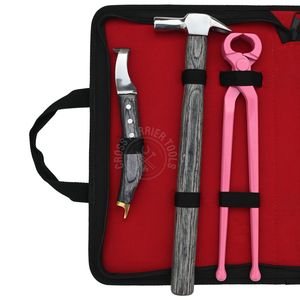 Professional Pink Farrier <b>Tool</b> Set Hoof Nipper Cutter Horseshoe Pull <b>Off</b> <b>Tool</b> Curved Nail Clincher Brass End Loop Knife & Hammer - Product Image 2
