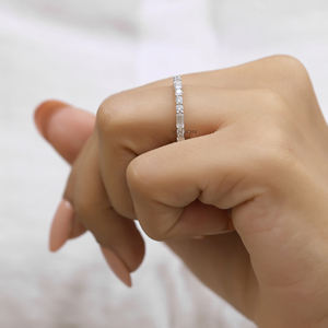 1.12 Cttw Emerald and Round Cut Moissanite Diamond Wedding Band, Bridal <b>Set</b> Matching Stackable Band for Women - Product Image 4