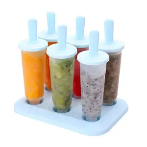 Stokta buzlu dondurma kalıpları huni ve fırça ile 3 takım buz Pop kalıpları yeniden kullanılabilir kolay yayın buzparmak yapıcı
