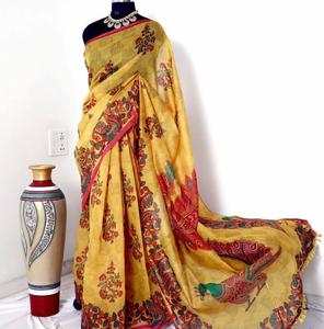 Sari indien en tissu doux, imprimé numérique, inspiré des dernières tendances, vêtements ethniques classiques pour femmes, pour les fêtes de Bollywood indiennes - Product Image 1
