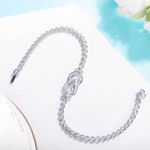 กำไลข้อมือและกำไลเงินแท้ 925 ประดับมอสซาไนต์ สไตล์เทนนิส ฮิปฮอป สำหรับงานแต่งงาน กำไลข้อมือและกำไลมอสซาไนต์สำหรับผู้หญิง - Product Image 2