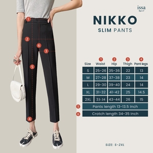 Nikko Slim Premium japonés Plaid estampado Mujer Pantalones de cintura alta 8/8 longitud pierna recta corte cómodo Casual transpirable - Product Image 6