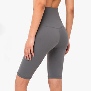 Mallas cortas de Yoga para gimnasio de cintura alta para mujer, ropa deportiva informal de secado rápido con patrón sólido para verano e invierno, técnicas con costura - Product Image 5