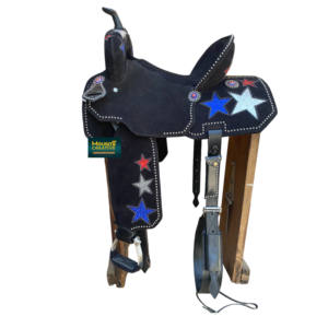 Fabricant de gros OEM selle western équestre pour cheval en cuir selle western en cuir décorée avec écusson étoile pailletée colorée - Product Image 1