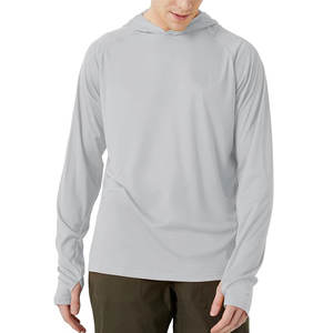 Chemises de pêche à capuche personnalisées grises avec protection UV pour hommes, chemise de sport respirante à séchage rapide, chemise de pêche à capuche grande taille - Product Image 1