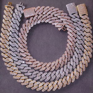 สร้อยคอโซ่ประดับเพชร3แถว18มม. สีทองเงินฮิปฮอปแร็ปสร้อยข้อมือคิวบาสำหรับผู้ชายเครื่องประดับแฟชั่นโลหะผสมสำหรับงานแต่งงาน - Product Image 1