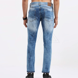<b>High</b> Quality Lightweight Casual Wear <b>Men's</b> Straight Dark Mid-<b>Rise</b> 100% Cotton Breathable <b>Jeans</b> Pants Solid Color New Arrival for - Product Image 4