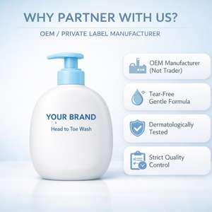 Gel de Baño de Marca Privada para Bebés, Fabricante OEM, Limpiador Suave para Cabello y Cuerpo, Fórmula Sin Lágrimas, Cuidado Diario Infantil - Product Image 2
