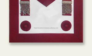 Tablier d'intendant maçonnique fabriqué à la main | Tablier de régalia de franc-maçon de qualité supérieure | Conception de garniture rouge pour les commissaires de loge - Product Image 3