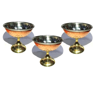 Juego de 3 cuencos para helado de acero inoxidable y cobre para restaurantes de Hotel en casa, vajilla clásica de latón para helado - Product Image 1