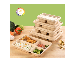 กล่องข้าวทำจากชานอ้อยแบบย่อยสลายได้ภาชนะใส่อาหารแบบหลายช่องของเวียดนามมีฝาปิด - Product Image 1