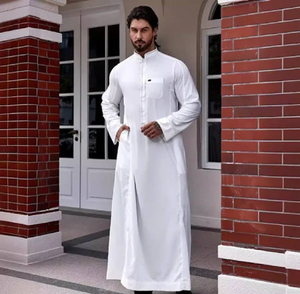 À la mode Beige pour les hommes islamique jubba thawb arabe longue robe traditionnelle vêtements du Moyen-Orient disponibles aux prix de gros - Product Image 5