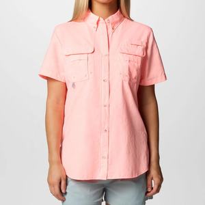 Blusa elegante de algodón de verano de media manga para mujer, botón de alta calidad, informal, personalizado, nuevo diseño, bordado, decoración sólida - Product Image 1