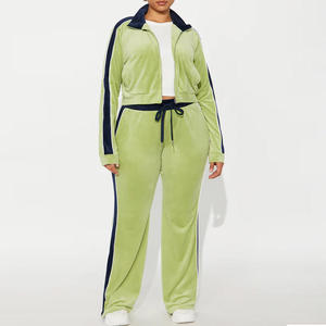 Conjunto Deportivo de Terciopelo para Mujer, Atuendo de Dos Piezas de Lujo, Chaqueta con Cremallera y Pantalones Jogger de Terciopelo Suave y Felpa, Transpirable - Product Image 3