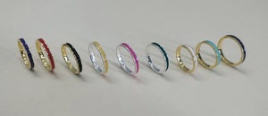 925 argent Sterling multicolore émail bande anneaux bague de mariage anniversaire bague de mariage cadeau pour elle - Product Image 3