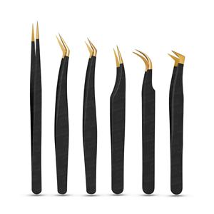 Pinces à cils professionnelles en acier avec logo personnalisé et poignée antistatique pour extensions de cils - Service OEM/ODM - Product Image 1