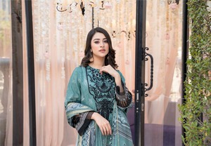 Costumes d'été en coton/pelouse pour femmes Faisalabad Shalwar Kameez Vêtements pour femmes Style indien et pakistanais - Product Image 3