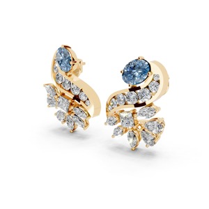 Boucles d'oreilles pour femmes en or jaune platine ou en or blanc et or rose AIER-339 Classic Sparkling Diamond - Product Image 4