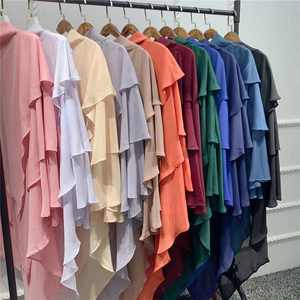 2024 nouveau Style modeste de haute qualité Thobe/Thawb volants Khimar 3 couches écharpe de prière aérienne avec cravate pour les femmes musulmanes - Product Image 4