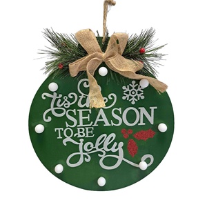 Adorno colgante para puerta de madera con luz LED blanca cálida de 32cm hecho a mano, artículo decorativo de Navidad con pilas, suministros de vacaciones - Product Image 5