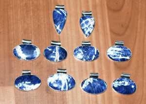 Cabochon de sodalite naturelle haute polie, pendentif lunette en pierres précieuses en vrac, bijoux faits à la main en argent Sterling 925 massif - Product Image 3