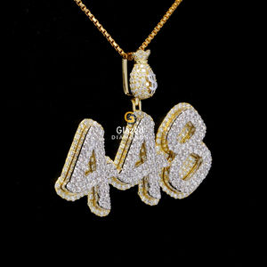Pendentif Hip Hop personnalisé en argent sterling 925 taille brillante Moissanite VVs diamant entièrement glacé étincelant numérique pour les fêtes - Product Image 3