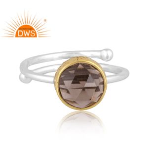 Anillo apilable de piedras preciosas de cuarzo ahumado Natural de plata de ley fina de última tendencia, joyería personalizada para mujer, regalo para ella - Product Image 3