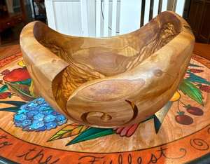 Bol à laine en bois d'olivier magnifique, sculpté à la main au Colorado, 3 pouces, 4,25 pouces x 6,75 pouces, antique, fait à la main, en bois de hêtre de qualité supérieure, pour le rangement du fil - Product Image 6