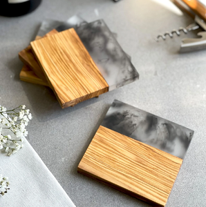 Nuevos posavasos creativos de resina y madera, decoración de mesa elegante rústica, posavasos de madera Natural y resina epoxi - Product Image 2