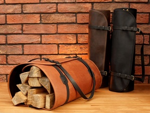 Transporteur de bûches de bois de chauffage sac fourre-tout bois pour LLR-0019B OEM en cuir fait main - Product Image 5