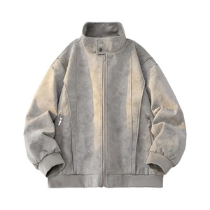 เสื้อแจ็คเก็ตหนัง PU ของผู้ชายคอตั้งมีซิปปิดด้านหน้าซักได้เสื้อโค้ทชั้นนอกไม่ยืด - Product Image 1