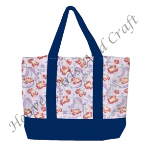 กระเป๋าผ้าหิ้วพิมพ์ลายด้วยมือจากอินเดีย ลายดอกไม้หลากสี พร้อมสายสะพายสองเส้น ขายส่ง BHCB095 - Product Image 3