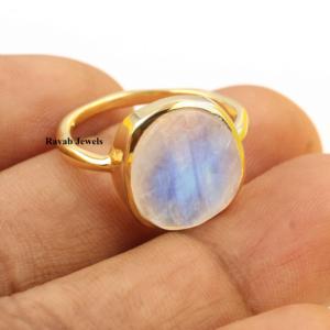 2025รุ้งธรรมชาติสีฟ้ามูนสโตนแหวนผู้หญิง925เงินสเตอร์ลิง12X13มม. นิรันดร์ - Product Image 4