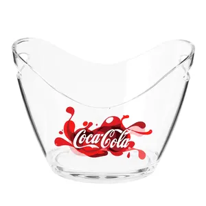 Cubo de hielo de transparencia personalizado para vino, champán, cerveza, acrílico y enfriador de plástico PP con pinzas, soporte de cerveza promocional - Product Image 1