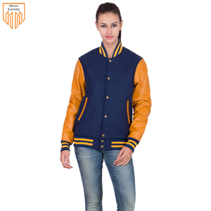 Mega Empire Factory Rate Chaquetas universitarias para mujer en naranja Manga de cuero transpirable Ropa exterior - Product Image 4