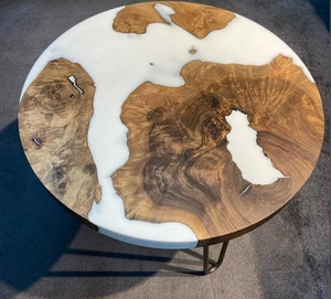 Mesa de Comedor/Café de Resina y Madera de Acacia Hecha a Mano, Moderna y de Lujo, Impermeable, para Sala de Estar, Jubilación, Boda, Aniversario, Condolencias - Product Image 1