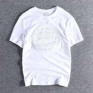 เสื้อยืดคอกลมแขนสั้นสำหรับผู้ชายเสื้อยืดคอกลมลายนูนสำหรับ100% 2026 OEM ตามสั่ง - Product Image 1