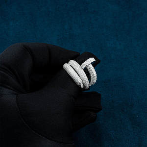 Bague Hip Hop en Or Blanc 10 carats avec Diamant Moissanite Micro Pavé Serti à Griffes, Bijou Bling Glacé Tendance pour Hommes et Femmes - Product Image 2