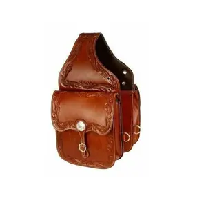 Proveedor indio de cuero Western Horse Saddle Bag Bolsa de sillín genuina para accesorios de equitación DE LA India