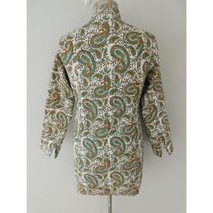 Chaqueta Reversible acolchada con estampado de bloque indio hecha a mano para mujer, de algodón de estilo nuevo abrigo Vintage, método de tejido de longitud larga - Product Image 5