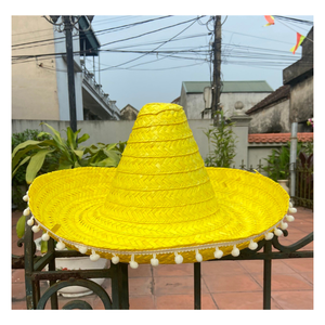 หมวกฟางชายหาดอินเทรนด์เม็กซิโกหมวกปีกกว้างชายหาดฟางสำหรับวันหยุดและปาร์ตี้คุณภาพสูงจากเวียดนาม - Product Image 5