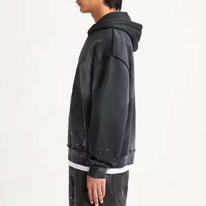 เสื้อฮู้ดผู้ชายผ้าคอตตอนเฟรนช์เทอร์รี่พิมพ์ลายโอเวอร์ไซส์ทรงหลวมเข้ารูปกันแดดมีกรดซักได้ตามต้องการ - Product Image 2